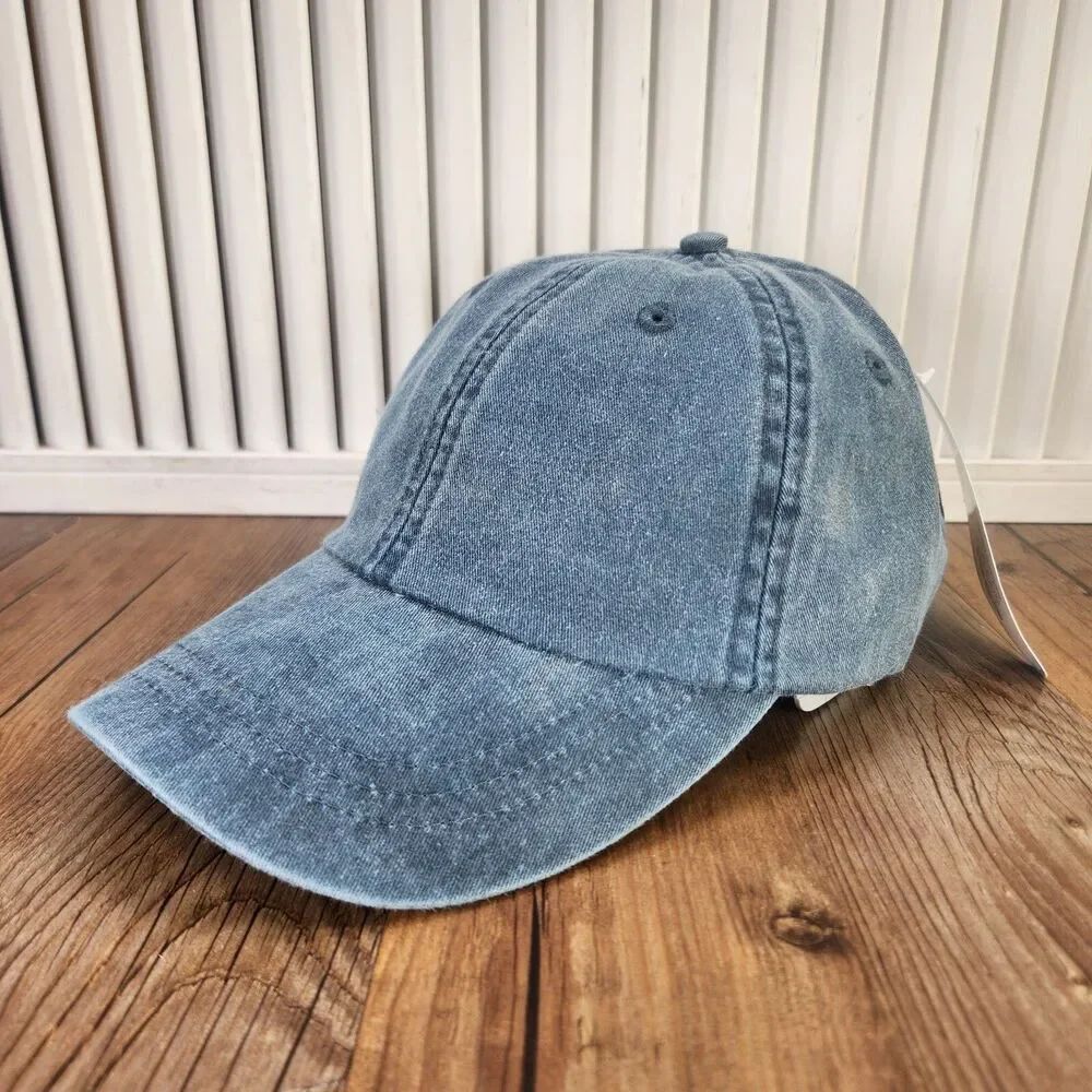 Adams Upscale Fashion Blue Denim Hip Hop 90s Strapback Hat Cap Retro Dance Urban